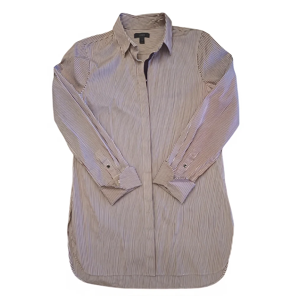 LNWOT  -  J.Crew Women's Endless Burgundy & White Striped Button Down Shirt